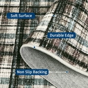 Washable Runner Rug 2x6ft Plaid Farmhouse Indoor Carpet, Non-Slip Backing, Ultra Soft Low Pile for Kitchen Laundry Room