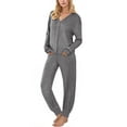 thumbnail image 4 of UVN Pajamas Sets for Women Long Sleeve Button Down Tops and Pants 2 Piece Outfit Fall Sleepwear Pjs Lounge Sets with Pockets, 4 of 9