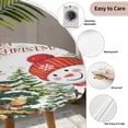 thumbnail image 3 of Red Christmas Round Tablecloth for 36-44 Inch Tables,Fitted Table Cover with Elastic Edge,Snowman Xmas Tree Ball Snowflake Winter Waterproof Outdoor Table Cloth Protector for Patio Garden Dinner, 3 of 9