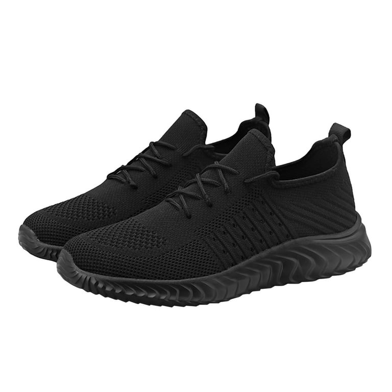 Sneakers Men Lace Mesh Soft Fashion Color Bottom Up Sport Shoes Casual  Breathable Solid Men's Sneakers Black 8.5