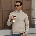 thumbnail image 6 of FEDTOSING Quarter Zip Pullover Sweater Men Vintage Fall V Neck Long Sleeve Polo Fleece Jacket, 6 of 7
