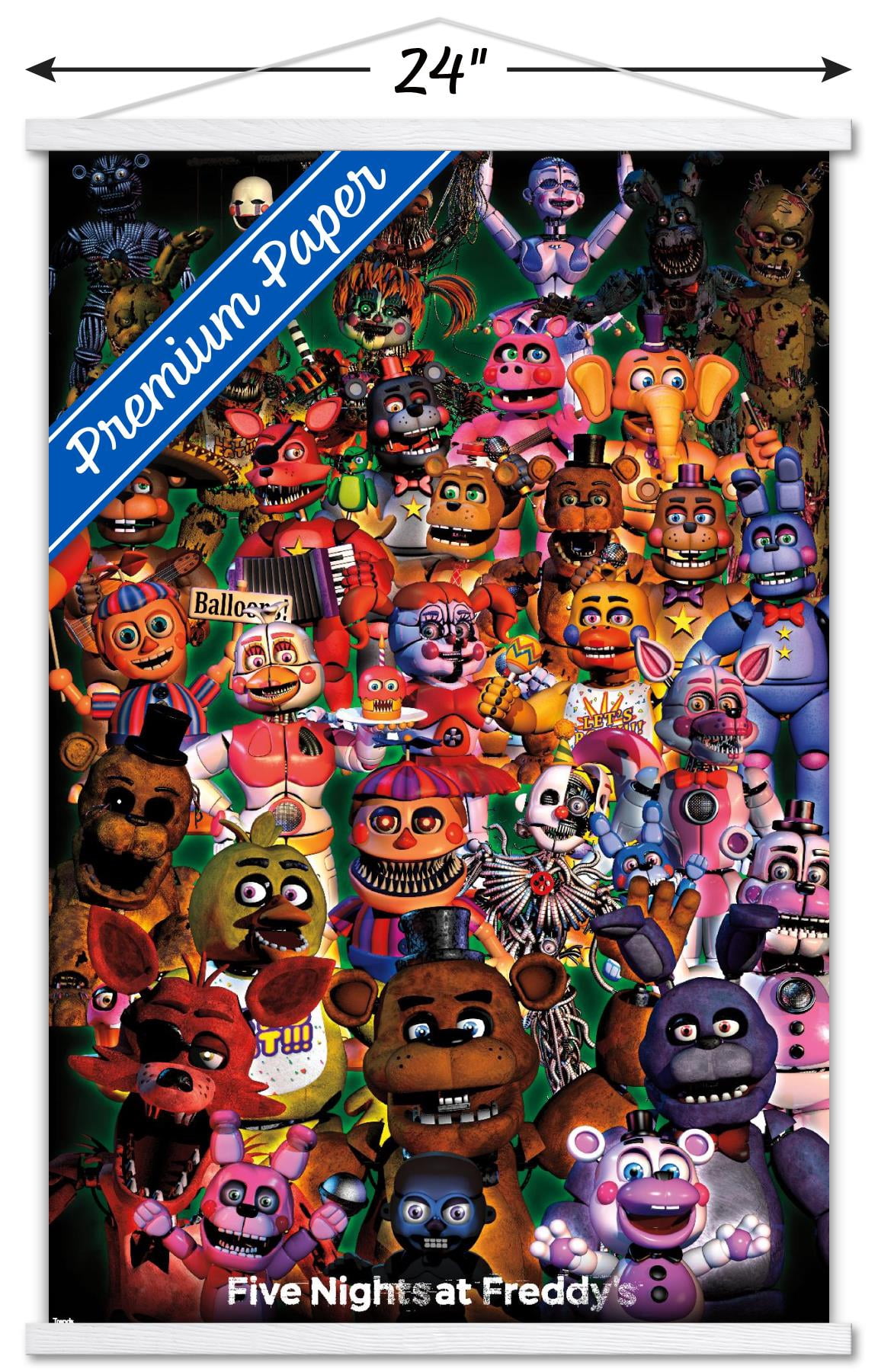 Five Nights at Freddy's - Ultimate Group Wall Poster with Wooden Magnetic Frame, 22.375" x 34"