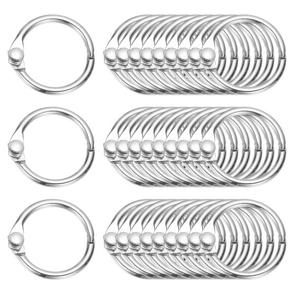 Uxcell 0.6" x 0.8" Loose Leaf Binder Rings, 60 Pcs Metal Book Rings Nickel Keychain Ring for Paper Index Cards Flash Card Notebook Rings Office Home Book Binder, Silver Tone