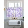 thumbnail image 2 of Purple Flowers Tier Curtains 24 Inch Length,Sheer Curtains for Bedroom Living Room Window Watercolor Summer Botanical Floral Rod Pocket Drapes Kitchen Curtains Small Half Window 27.5"x24" 2 Panels, 2 of 6