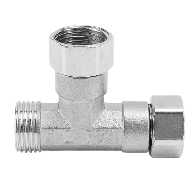 Connecteur de Raccord de Tuyau, G1 / 2 Conception de Tee Joint de Canalisation d'Eau 304 en Acier Inoxydable Application Large Installation Facile Sans Fuite pour Gaz 2 Joint Fileté Femelle et 1 Filetage Mâle
