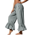 thumbnail image 4 of YYV Summer Outfits for Women 2026 Drawstring Waist Cropped Pants with Ruffle Hem Ankle Trousers with Pockets Casual Wear Gray XXL, 4 of 9