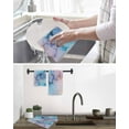thumbnail image 6 of Abstract Marble Turquoise Kitchen Dish Towels for Drying Dishes Set of 3, Gradient Pink Blue Gold Foil Wavy Waffle Weave Microfiber Terry Hand Tea Bathroom Towels Quick Dry & Absorbent Towel 12x12, 6 of 7