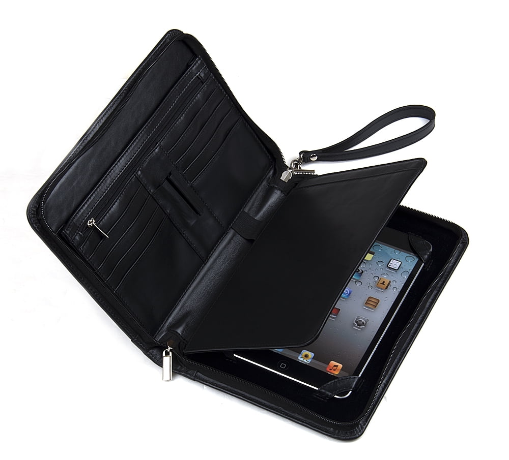 Genuine Leather Padfolio with Wrist Strap, Fits iPad Mini 5 2019 / iPad