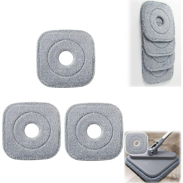  99 Inch Extra Thick Microfiber Pad Refill, Square Mop Head, High Absorbency, Durable, Machine-Washable, for TrueClean M16 & SPIN-800 and Most Square Spin Mop & Bucket (3 Pcs)