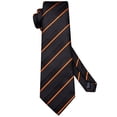 thumbnail image 5 of Hi-Tie Mens Black Orange Ties Sets Silk Stripe Formal Necktie Pocket Square Cufflinks 3Pcs Set for Business Wedding, 5 of 7
