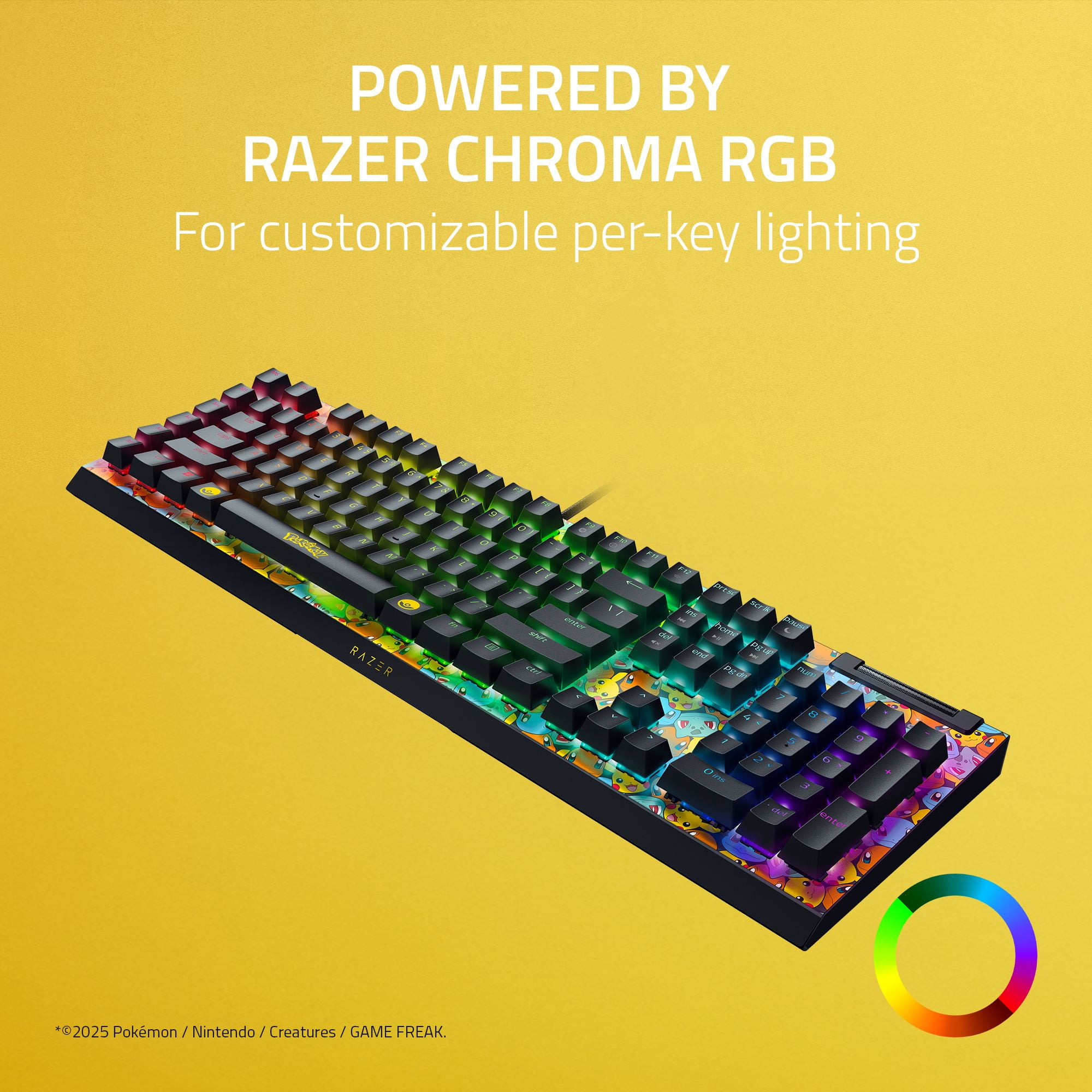 מקלדת גיימינג מכאנית חוטית Blackwidow V4 X Pok&eacute;mon Kanto Starters Edition מבית Razer