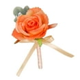 thumbnail image 2 of Tnobhg Rose Flower Brooch Realistic Green Leaves Anti-slip Elegant Groom Bride Groomsmen Floral Corsage Lapel Pin Wedding Party Supplies, 2 of 8