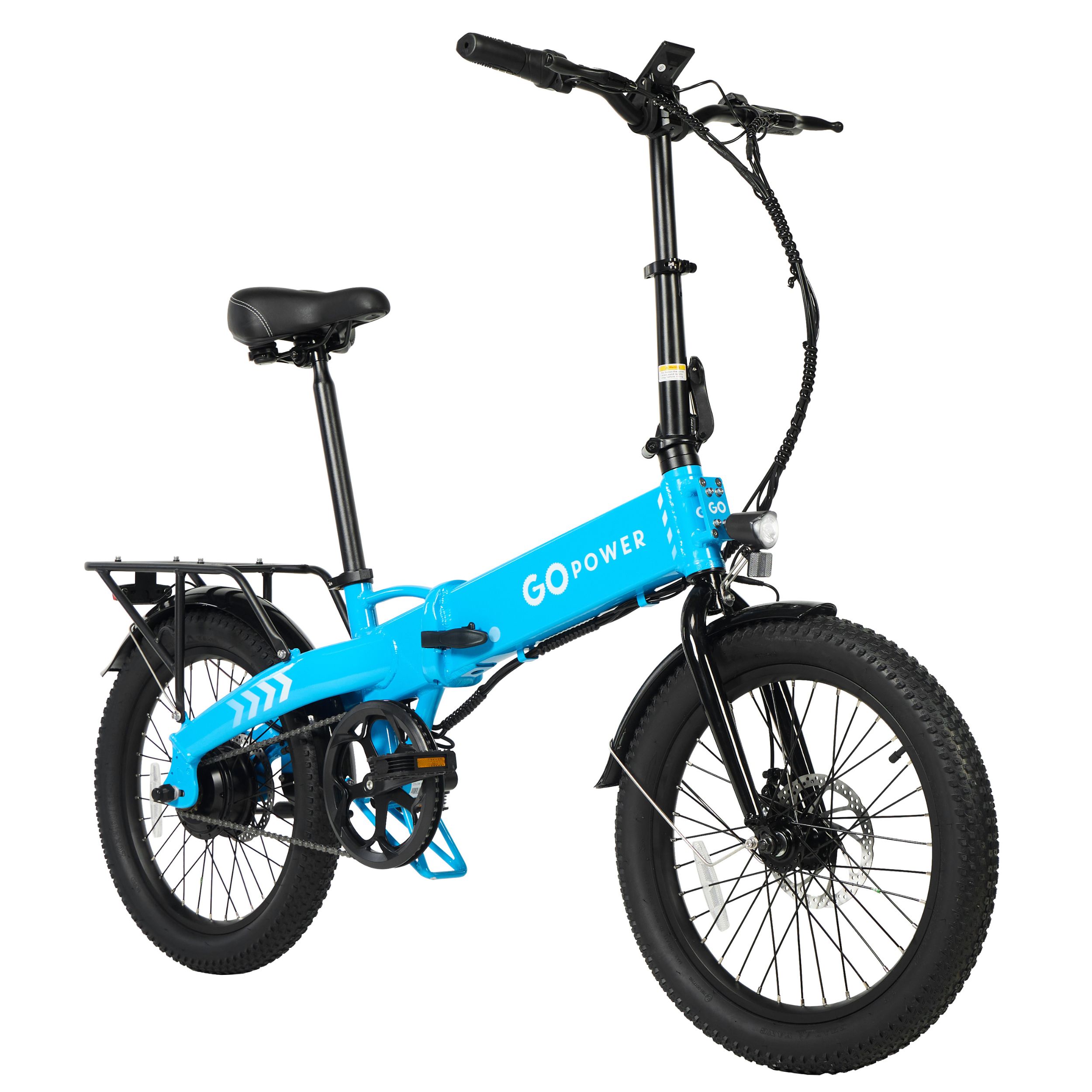 GoPowerBike GoVolt Folding Electric Bike | 20" | 500W | 20mph | 45+ Mile Range | Blue