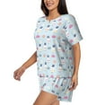 thumbnail image 2 of Bixox Women's Rabbit In The Rain Printed Pajama Set 2 Piece Lounge Set Top and Shorts Soft Pajamas, Shorts with Pockets, 2 of 7