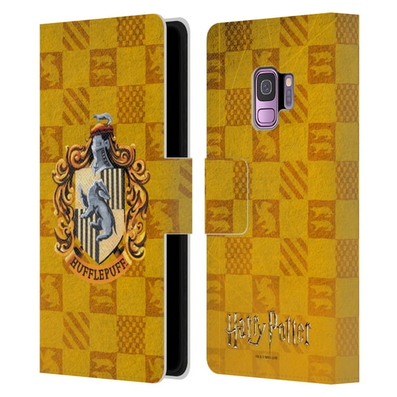 Head Case Designs Officially Licensed Harry Potter Prisoner Of Azkaban I Hufflepuff Crest Leather Book Wallet Case Cover Compatible with Samsung Galaxy S9