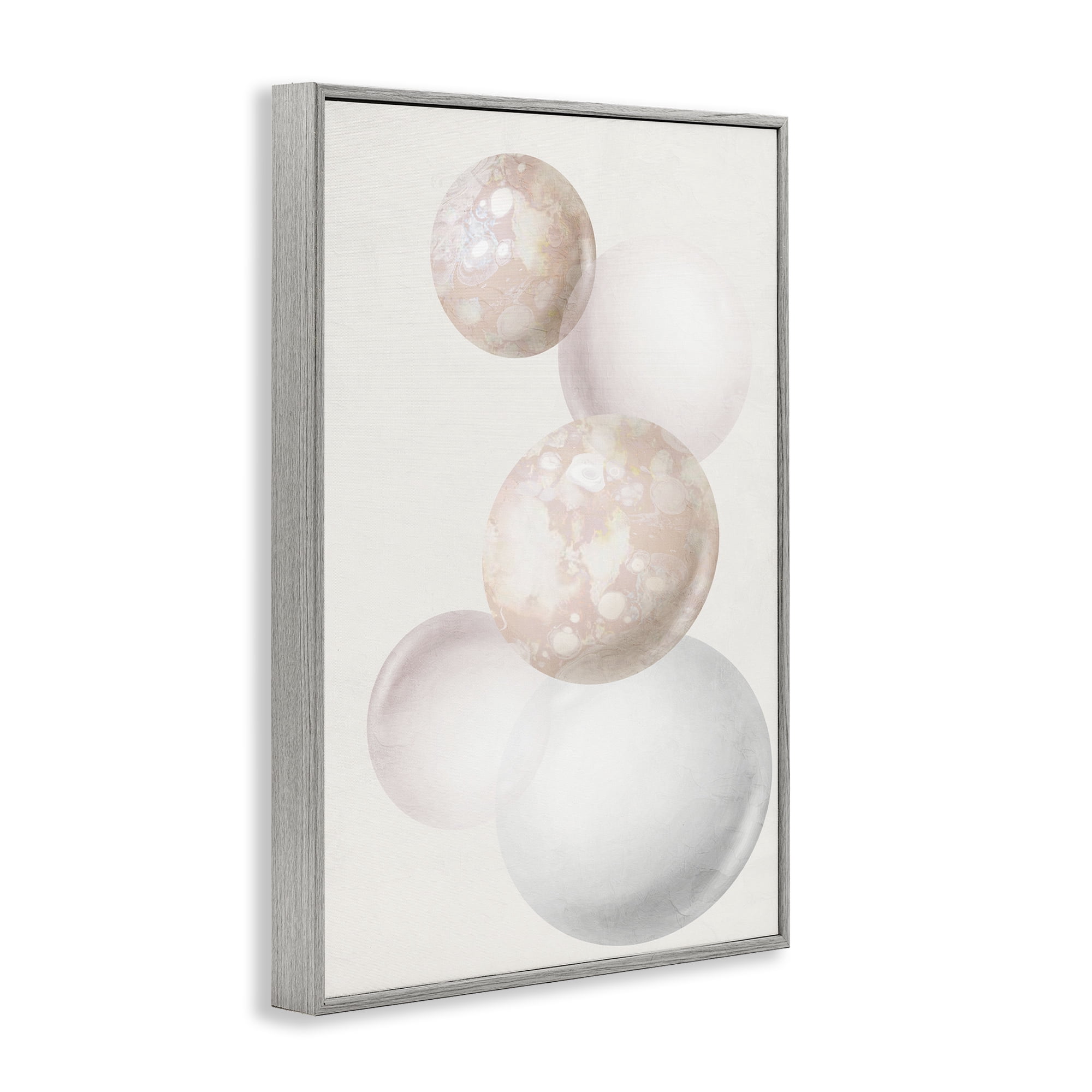 Stupell Industries Round Neutral Orbs Abstract Painting Gray Framed Art Print Wall Art, 20 x 30