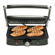 Hamilton Beach Indoor Grill with Panini Press 2 in 1, Nonstick Plates, Stainless Steel, 25334-MX