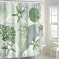 thumbnail image 2 of Beach Ocean Themed Shower Curtain, Sage Green Cute Nautical Coastal Shower Curtains for Bathroom Decor, Summer Tropical Seashell Starfish Coral Fabric Shower Curtain Set with Hooks, 72x72, 2 of 6