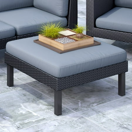 CorLiving Oakland Patio Ottoman, Dove Grey Cushions