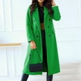 thumbnail image 5 of PMVFHDE Trench Coat Women Solid Color Elegant Autumn Winter Minimalist Double-breasted Long Sleeve Notch Lapel Long Coat Green,S, 5 of 7