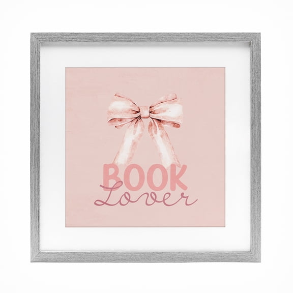 Stupell Industries Glam Blush Pink Book Lover Gray Framed Print Under Glass, 13 x 13, by Kim Allen