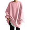 thumbnail image 2 of Women's Loose Casual Pullover Solid Color Sweatshirt, Simple Fall Winter Fashion with Comfort Fit and Soft Material for Everyday Use and Layering,Pink,S, 2 of 6