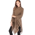 thumbnail image 4 of LELINTA Womens Autumn Winter Poncho Shawl Cloak Tassel Knitted Sweater Batwing Sleeve Coat Outwear Pullover Jumper, One Size, 3 Colors, 4 of 7