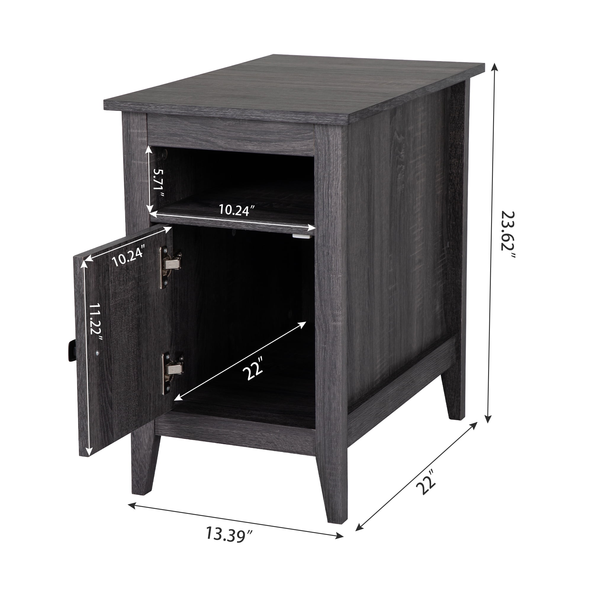Private Jungle Nightstand Set of 2 for Living Room Bedroom, Bedside End Table w/Storage Cabinet and Open Drawers, Gray Private Jungle Nightstand Set of 2 for Living Room Bedroom, Bedside End Table w/Storage Cabinet and Open Drawers, Gray