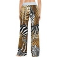 thumbnail image 4 of FREEAMG Women Pajama Pants Lounge Pants Long Stretch Comfy Sleepwear Zebras Exotic Palm Leaves, 4 of 7