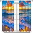 thumbnail image 3 of Ocean Beach Curtains,Sunset Scenery Tropical Ocean Coast Nature Landscapes Print Window Treatments Drapes for Bedroom Kitchen Bathroom,2-Panel Set & Rod Pocket84x84in, 3 of 6
