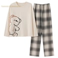thumbnail image 2 of Conjuntos de pijamas de manga larga para mujer, ropa de dormir informal de dibujos animados, de punto, de algodón, para el hogar, para primavera y otoño, M-XXXL, 2 of 4