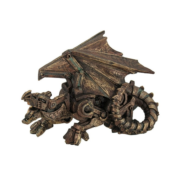 Zeckos Metallic Copper Finish Mechanical Steampunk Dragon Statue