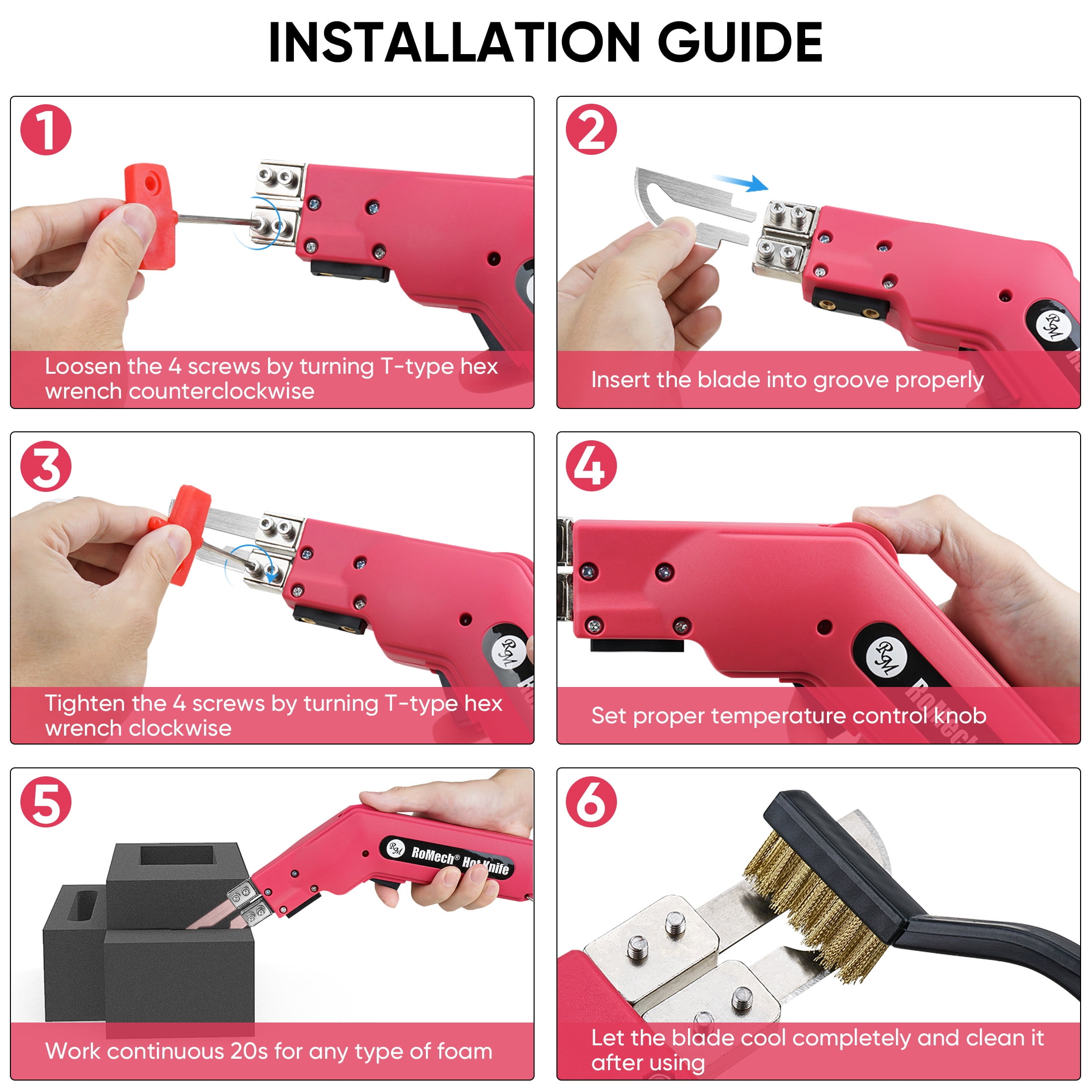 RoMech Fabric Cutter Rope Cutter 100W - Pro Electric Hot Knife - Foam Styrofoam Cutting Tool Kit- with Heavy Duty Case, Blades & Accessories (RM-008)