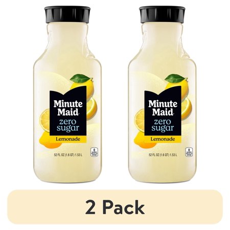 (2 pack) Minute Maid Zero Sugar Lemonade Bottle, 52 fl oz