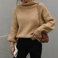 thumbnail image 2 of Gibobby Suéter de cuello alto mujer, Suéteres de invierno para mujer 2023, estilo casual, cuello alto, manga larga, abertura lateral, suéter, sueltos, para mujer(Caqui,CH), 2 of 5