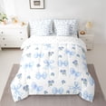 thumbnail image 2 of Feelyou Blue Princess Bowknot Comforter Set 7pcs, Fashion Rustic Rose Full Bedding Set, 2 of 8