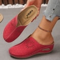 thumbnail image 3 of Womens Orthopedic Sandals Hollow out Mules Closed Round Toe Slip on Summer Slides Comfortable Platform Low Wedge Walking Shoes Red Size 7, 3 of 6
