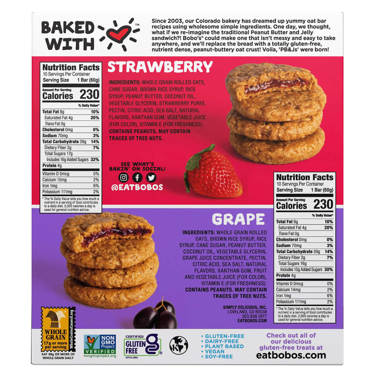 Bobos PBandJs Oat Sandwich Bar Variety Pack 2.1 Ounce (Pack of 20)