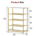 thumbnail image 4 of Yusong Shoe Rack, 5 Tier Shoe Organizer Storage for Closet Entryway, Narrow Tall Metal Shoe Shelves with Industrial Wooden Top, Gold and White, 4 of 7