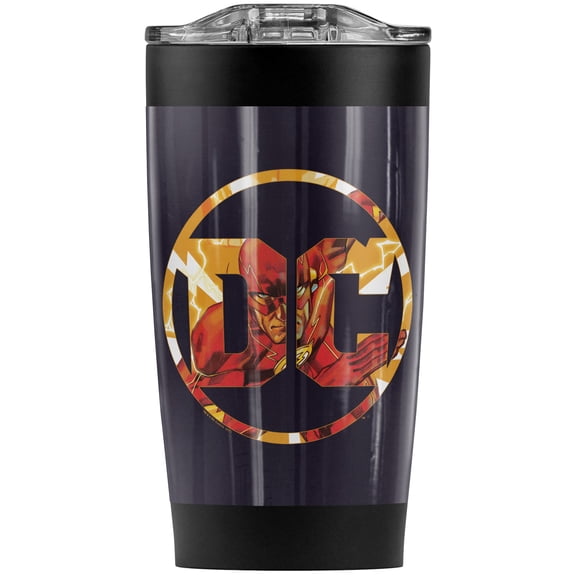 The Flash Dc Comics Logo Stainless Steel Tumbler 20 oz Coffee Travel Mug/Cup, Vacuum Insulated & Double Wall with Leakproof Sliding Lid | Great for Hot Drinks and Cold Beverages