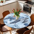 thumbnail image 2 of Blue Sea Elastic Fitted Round Table Cover Turtle Coral Jellyfish Waterproof Outdoor Tablecloth for Holiday Party, Picnic, Patio & Dining Fits Tables Up to 45"-54", 2 of 8