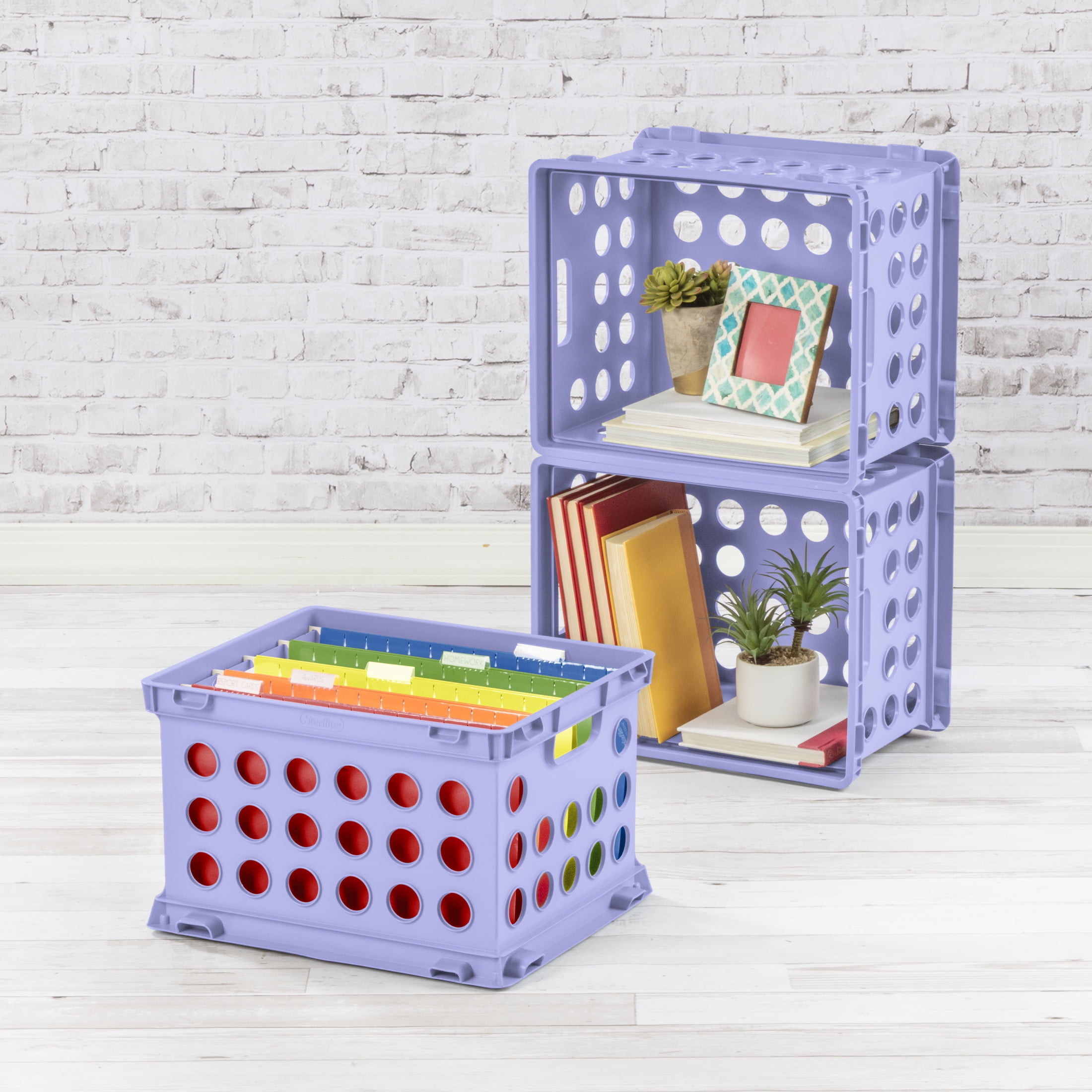 (6 pack) Sterilite File Crate Plastic, Spring Peri