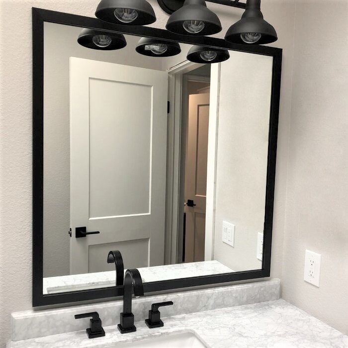 Frame My Mirror Add A Frame - Black 26 x 32 Mirror Frame Kit- Ideal for  Bathroom, Wall Decor, Bedroom and Livingroom - Moisture Resistant 