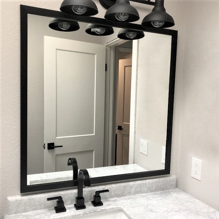 Ellis Framed Wall Mirror, Matte Black Vanity Mirror, Multiple Sizes