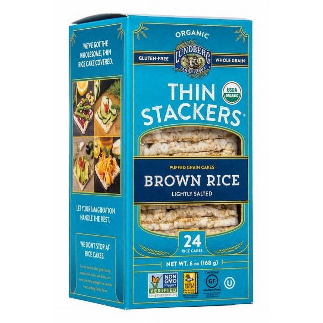 Lundberg Thin Stackers, Brown Rice, Organic Lightly Salted-6 x 6 oz