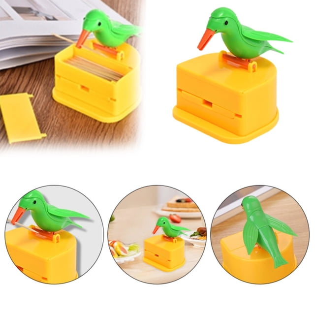1PC Stainless Steel Cutlery Set Bird Toothpick Dispenser 2024 New Creative Type Toothpick Bird Dispenser Holder Dispenser Bird Shape Toothpick Case Cute Funny Toothpick Box For Kitchen Yellow