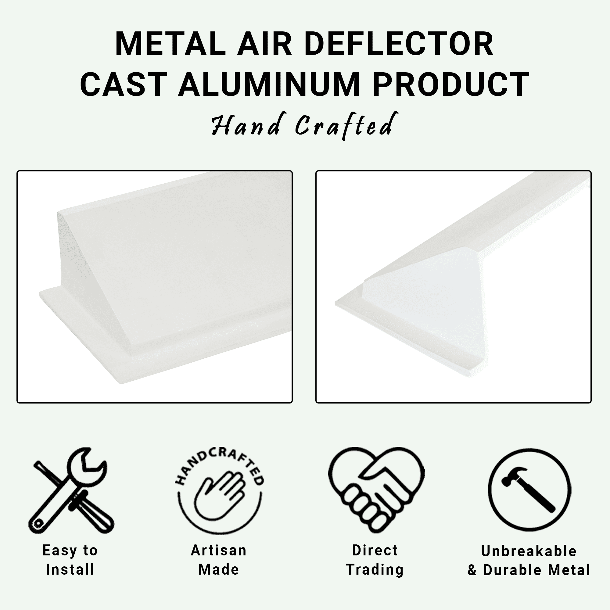 Solid Metal Deflector 6"x12" Unbreakable Cast Aluminum | Air & Heat Diverter