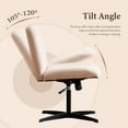 thumbnail image 2 of Joyyskill Home Office Desk Chair No Wheels Wide Armless Upholstered Vanity Chair Swivel Criss Cross Legs Adjustable Height Accent Chair Beige, 2 of 9