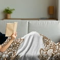 thumbnail image 3 of Brown Paisley Soft Flannel Fleece Blanket, Horizontal Floral Ornamented Oriental Repeating Illustration in Autumn Tones, Cozy Plush for Indoor and Outdoor Use, 70" x 90", Umber White, by Ambesonne, 3 of 5