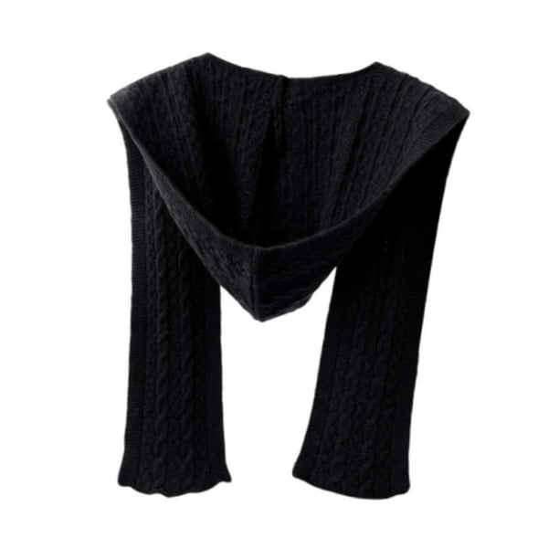 Bufanda con capucha fácil de usar, suave, regalo de cumpleaños, bufanda con capucha para mujer al aire libre Negro